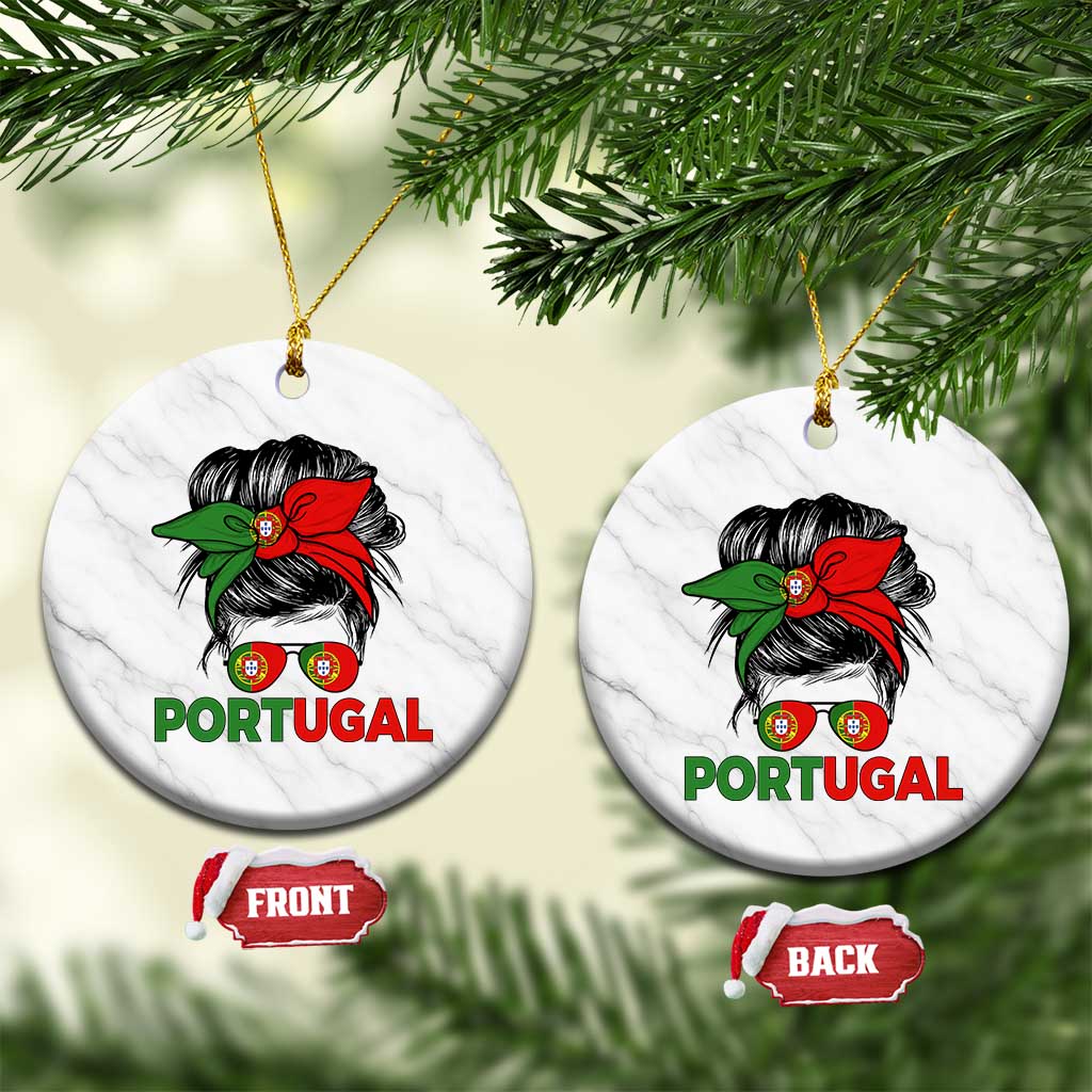 Portugal Messy Bun Girl Pride Portuguese Roots Ceramic Ornament