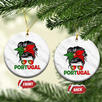 Portugal Messy Bun Girl Pride Portuguese Roots Ceramic Ornament