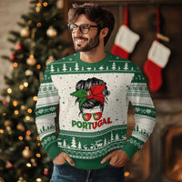 Portugal Messy Bun Girl Pride Portuguese Roots Ugly Christmas Sweater