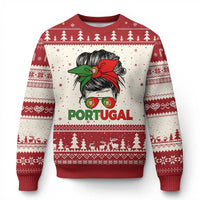 Portugal Messy Bun Girl Pride Portuguese Roots Ugly Christmas Sweater