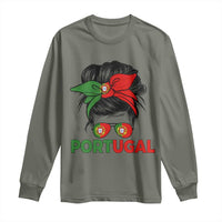 Portugal Messy Bun Girl Pride Portuguese Roots Long Sleeve Shirt