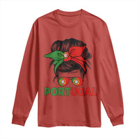 Portugal Messy Bun Girl Pride Portuguese Roots Long Sleeve Shirt