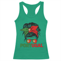 Portugal Messy Bun Girl Pride Portuguese Roots Racerback Tank Top