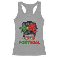 Portugal Messy Bun Girl Pride Portuguese Roots Racerback Tank Top
