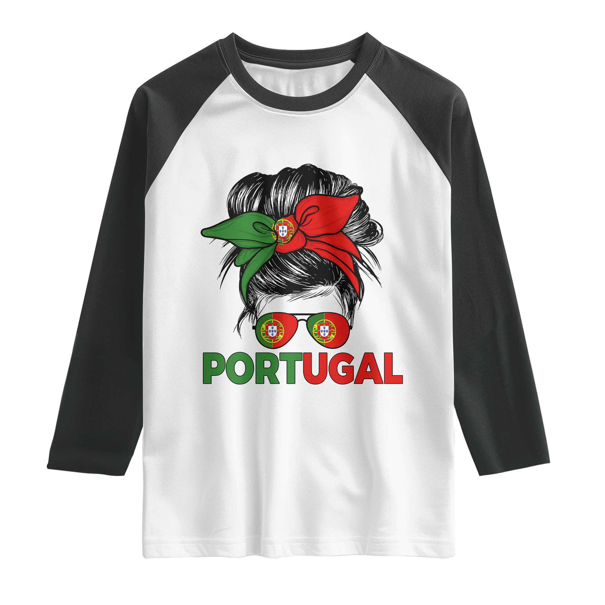 Portugal Messy Bun Girl Pride Portuguese Roots Raglan Shirt