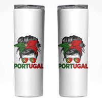 Portugal Messy Bun Girl Pride Portuguese Roots Skinny Tumbler