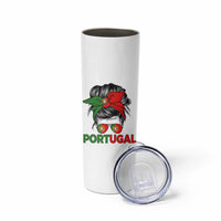 Portugal Messy Bun Girl Pride Portuguese Roots Skinny Tumbler