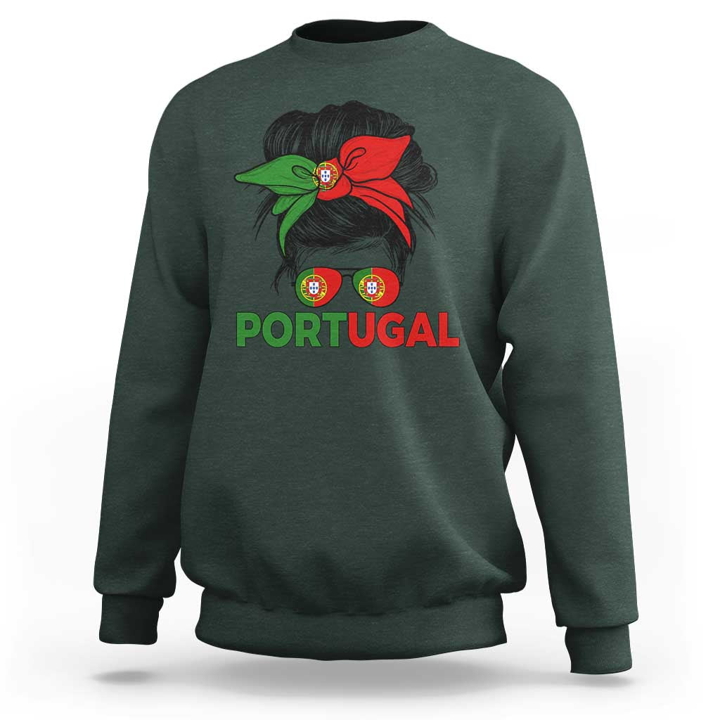 Portugal Messy Bun Girl Pride Portuguese Roots Sweatshirt