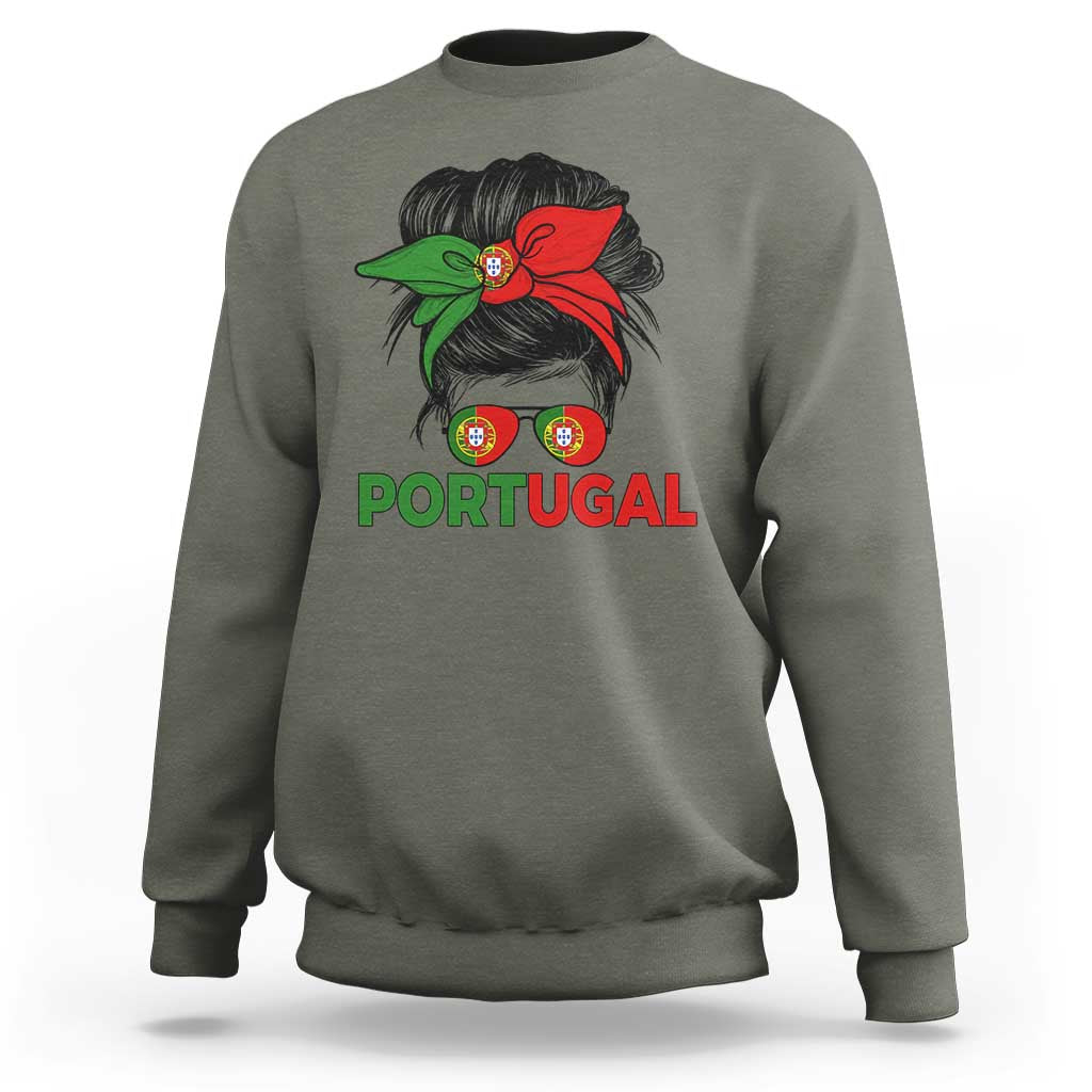 Portugal Messy Bun Girl Pride Portuguese Roots Sweatshirt