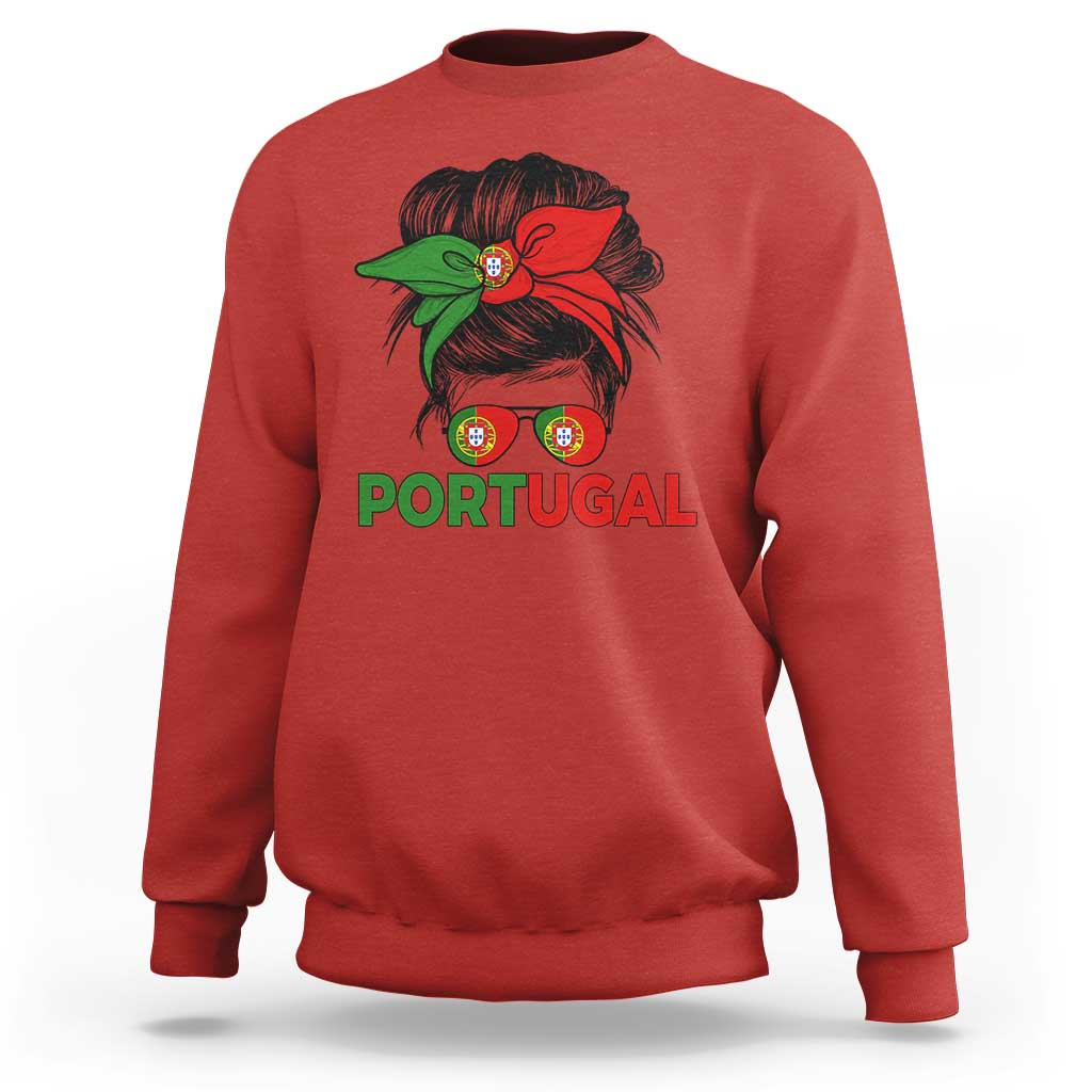 Portugal Messy Bun Girl Pride Portuguese Roots Sweatshirt