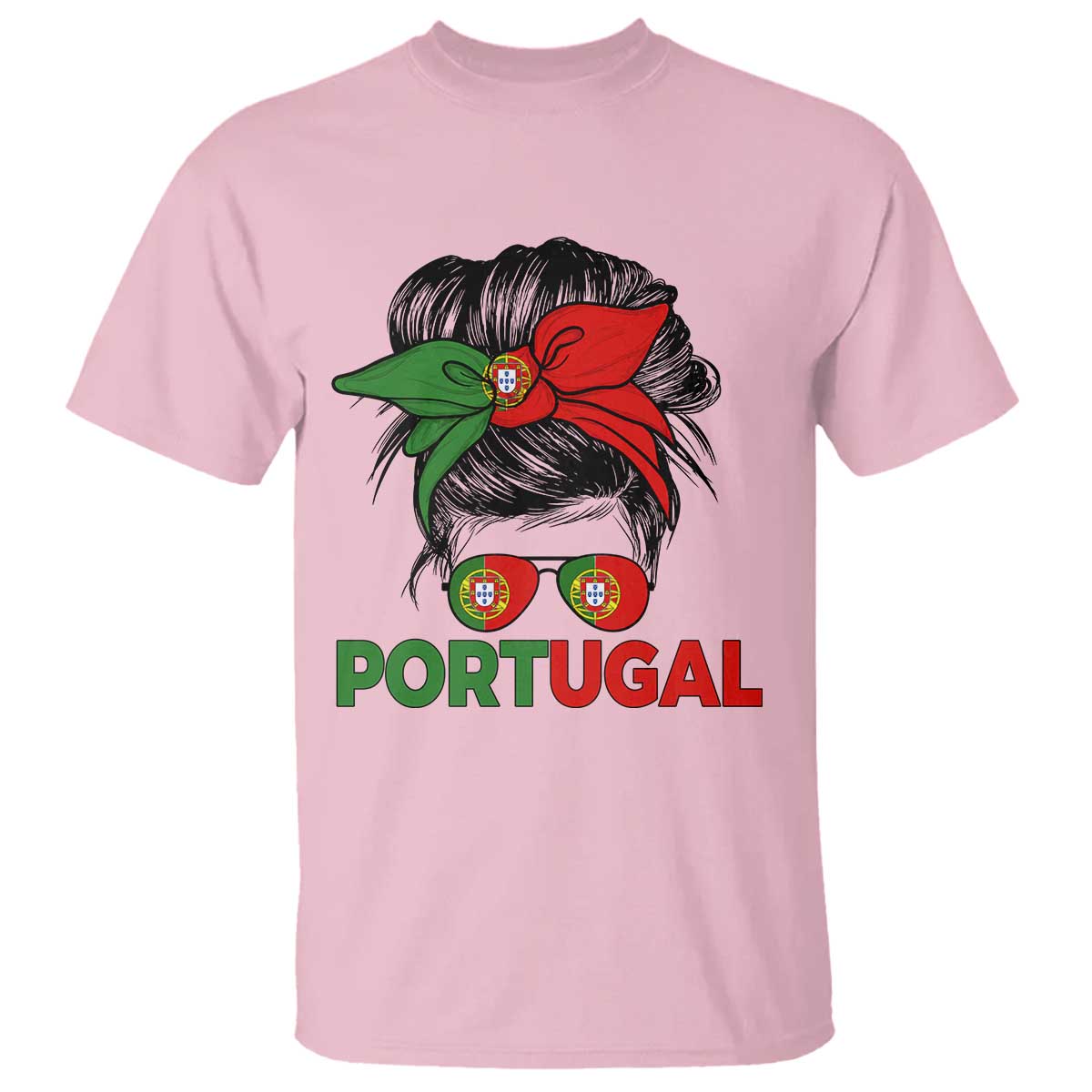 Portugal Messy Bun Girl Pride Portuguese Roots T Shirt