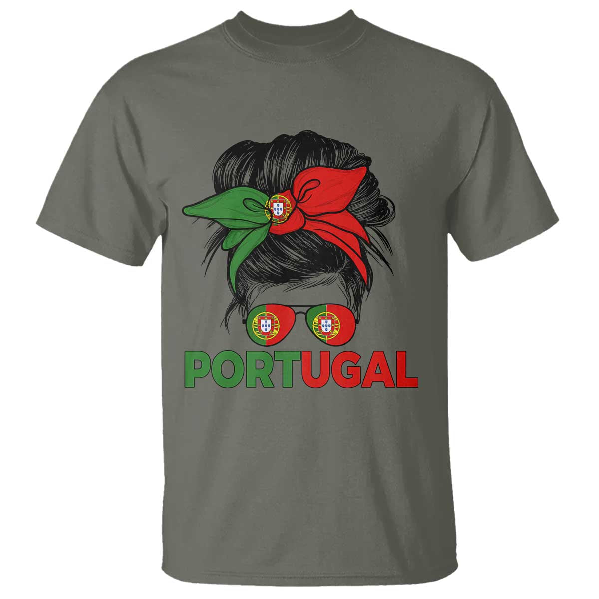 Portugal Messy Bun Girl Pride Portuguese Roots T Shirt