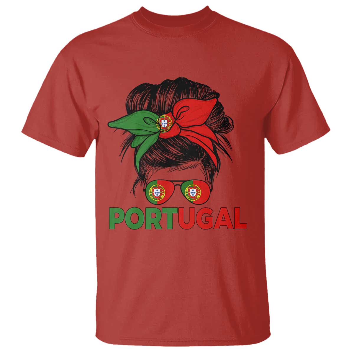 Portugal Messy Bun Girl Pride Portuguese Roots T Shirt