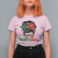 Portugal Messy Bun Girl Pride Portuguese Roots T Shirt For Women
