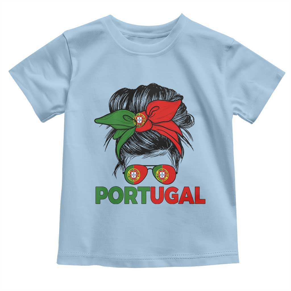 Portugal Messy Bun Girl Pride Portuguese Roots Toddler T Shirt