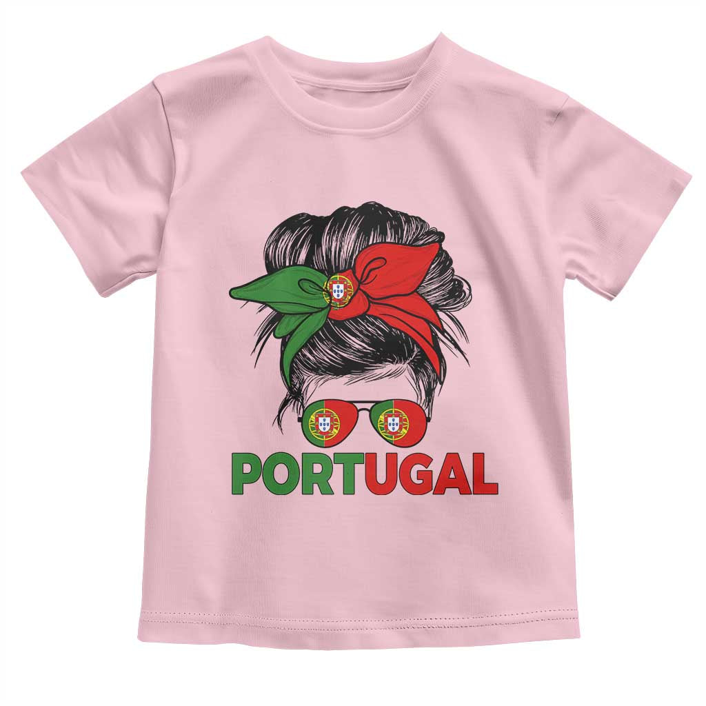 Portugal Messy Bun Girl Pride Portuguese Roots Toddler T Shirt