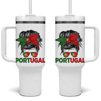 Portugal Messy Bun Girl Pride Portuguese Roots Tumbler With Handle