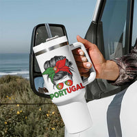 Portugal Messy Bun Girl Pride Portuguese Roots Tumbler With Handle