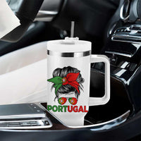 Portugal Messy Bun Girl Pride Portuguese Roots Tumbler With Handle