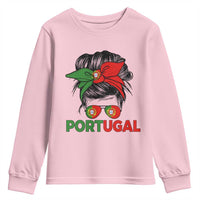 Portugal Messy Bun Girl Pride Portuguese Roots Youth Sweatshirt