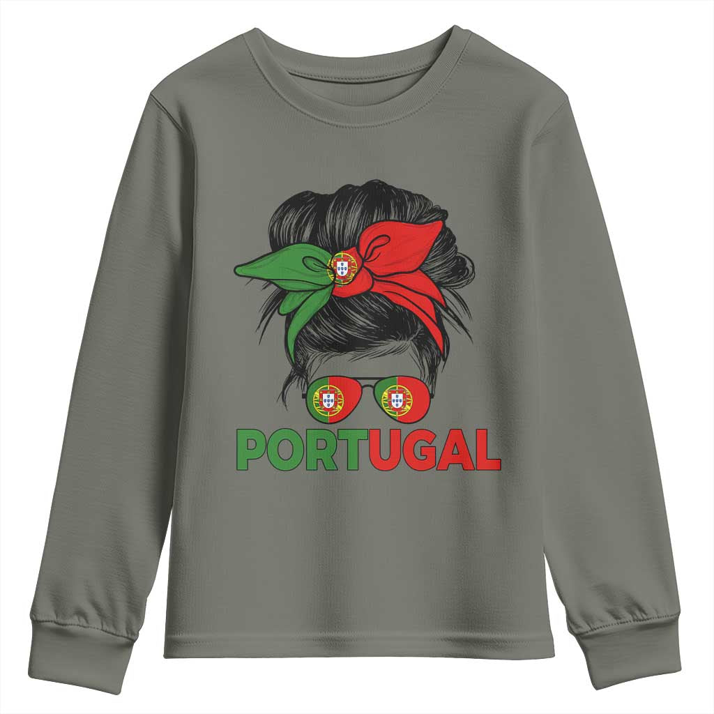 Portugal Messy Bun Girl Pride Portuguese Roots Youth Sweatshirt