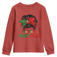 Portugal Messy Bun Girl Pride Portuguese Roots Youth Sweatshirt