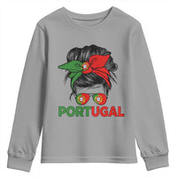 Portugal Messy Bun Girl Pride Portuguese Roots Youth Sweatshirt