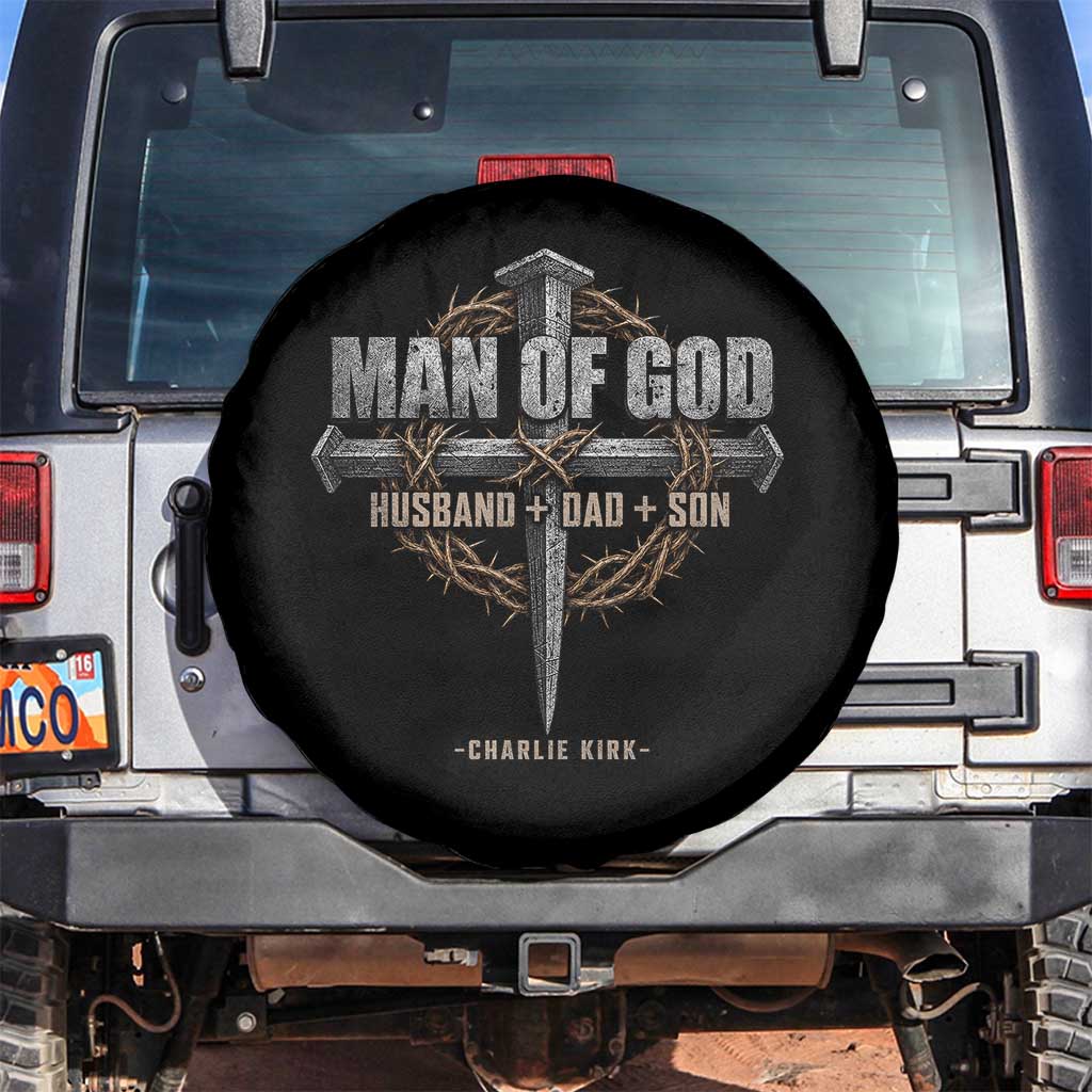 Man Of God Husband Dad Son Charlie Kirk Spare Tire Cover Vintage Christian Cross