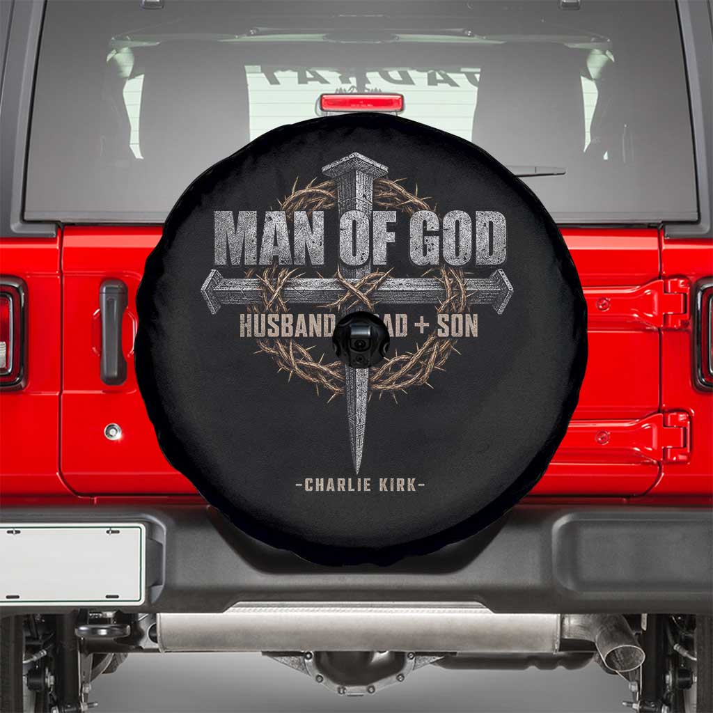 Man Of God Husband Dad Son Charlie Kirk Spare Tire Cover Vintage Christian Cross