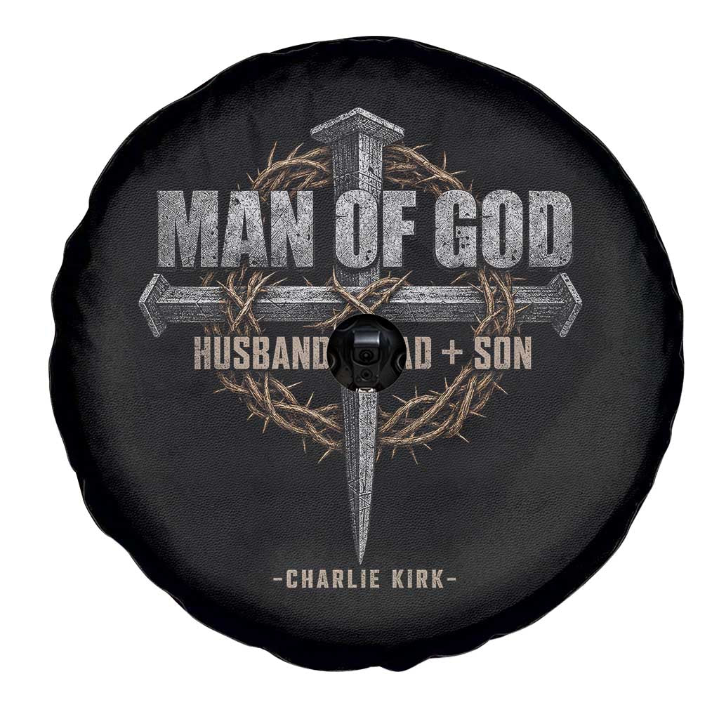Man Of God Husband Dad Son Charlie Kirk Spare Tire Cover Vintage Christian Cross