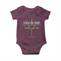 Man Of God Husband Dad Son Charlie Kirk Baby Onesie Vintage Christian Cross