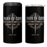 Man Of God Husband Dad Son Charlie Kirk 4 in 1 Can Cooler Tumbler Vintage Christian Cross
