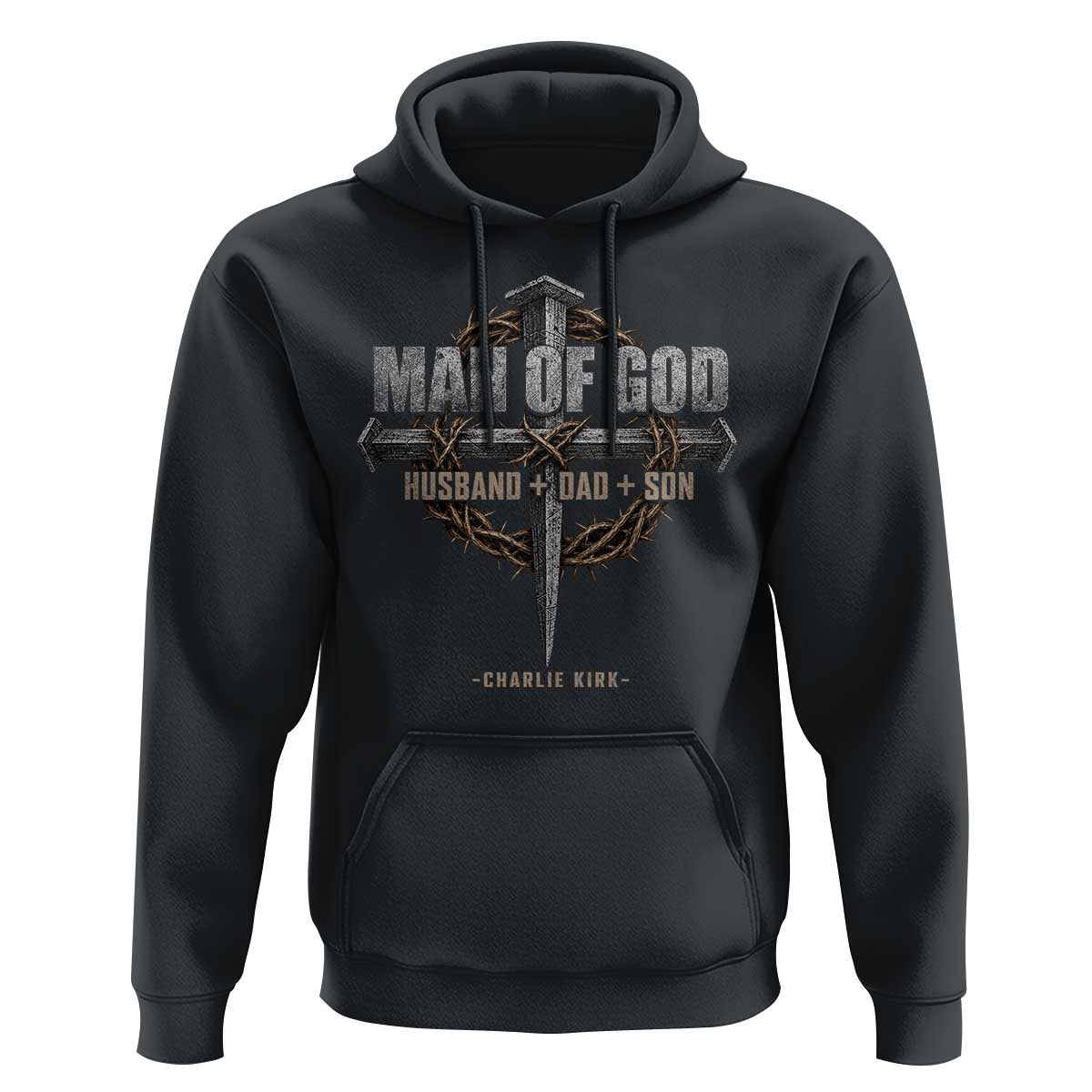 Man Of God Husband Dad Son Charlie Kirk Hoodie Vintage Christian Cross