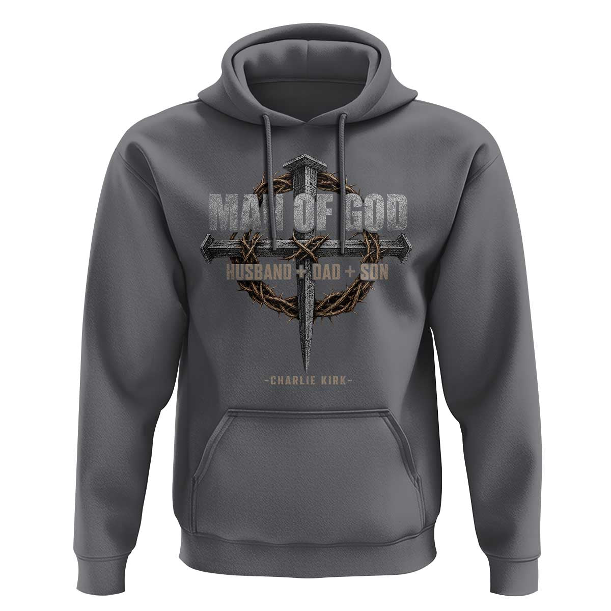 Man Of God Husband Dad Son Charlie Kirk Hoodie Vintage Christian Cross