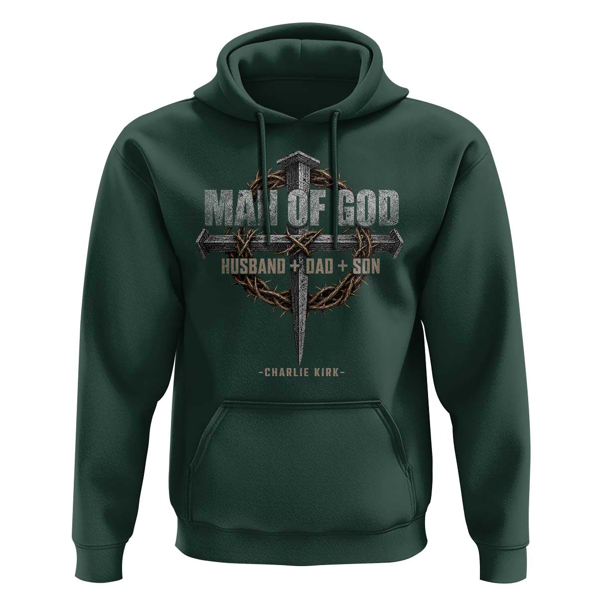 Man Of God Husband Dad Son Charlie Kirk Hoodie Vintage Christian Cross