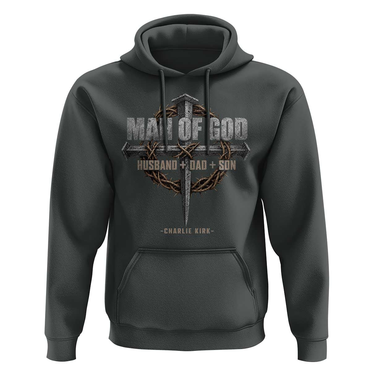 Man Of God Husband Dad Son Charlie Kirk Hoodie Vintage Christian Cross