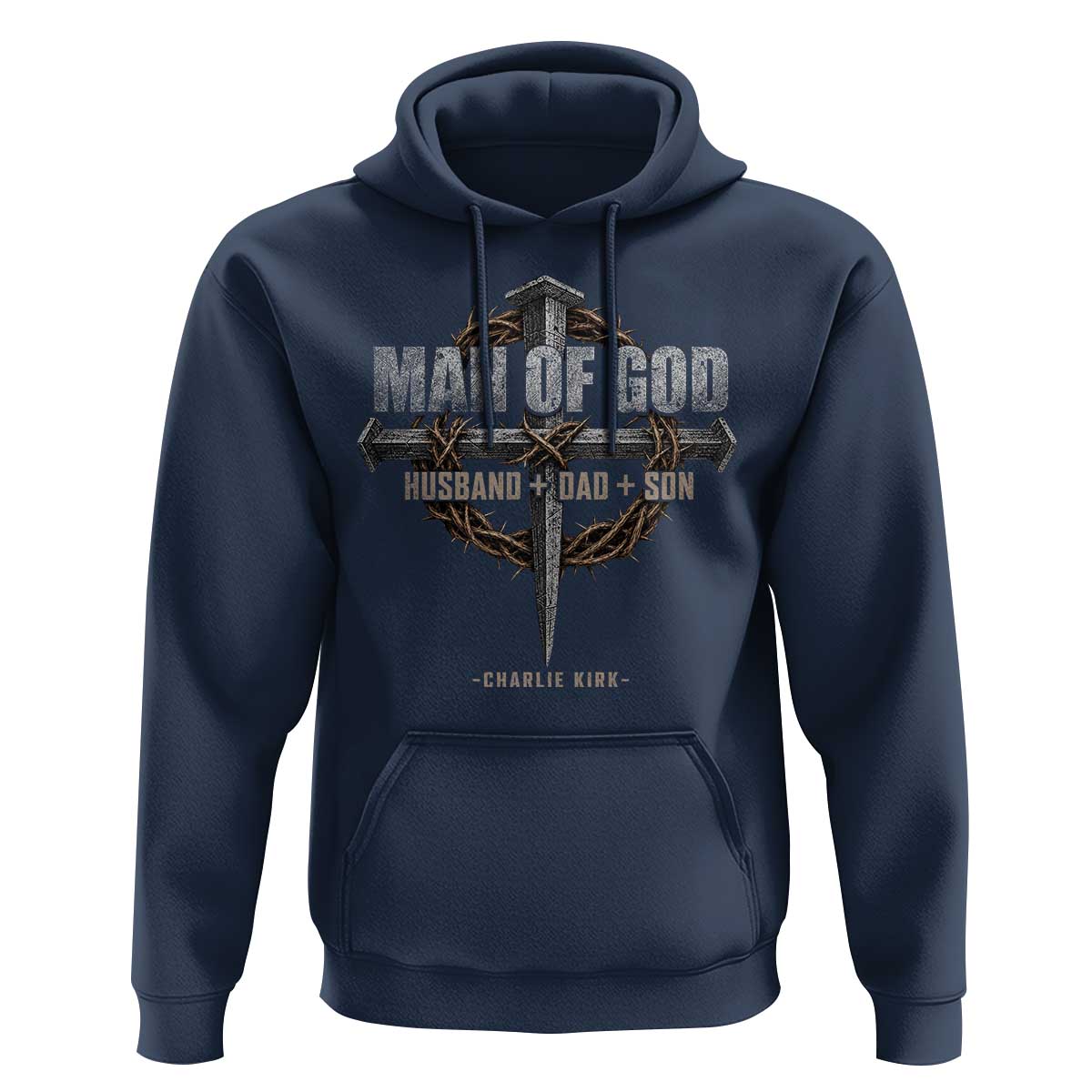 Man Of God Husband Dad Son Charlie Kirk Hoodie Vintage Christian Cross