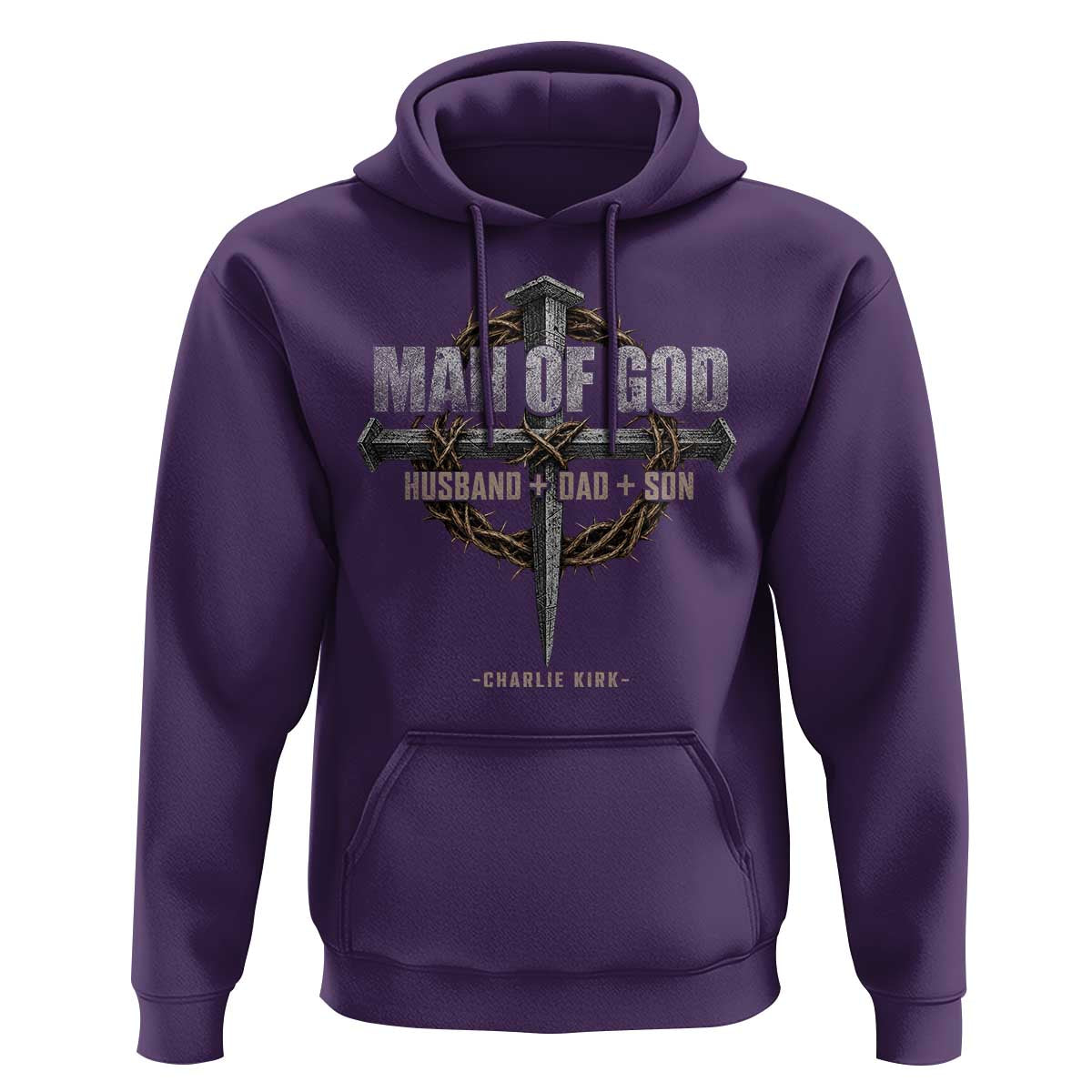 Man Of God Husband Dad Son Charlie Kirk Hoodie Vintage Christian Cross