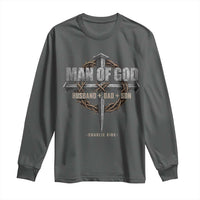 Man Of God Husband Dad Son Charlie Kirk Long Sleeve Shirt Vintage Christian Cross