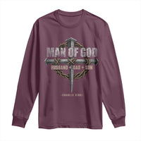 Man Of God Husband Dad Son Charlie Kirk Long Sleeve Shirt Vintage Christian Cross