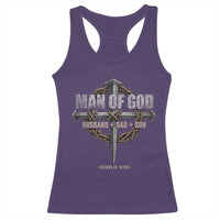 Man Of God Husband Dad Son Charlie Kirk Racerback Tank Top Vintage Christian Cross