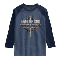 Man Of God Husband Dad Son Charlie Kirk Raglan Shirt Vintage Christian Cross