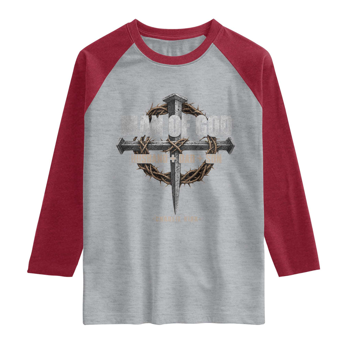 Man Of God Husband Dad Son Charlie Kirk Raglan Shirt Vintage Christian Cross