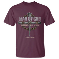 Man Of God Husband Dad Son Charlie Kirk T Shirt Vintage Christian Cross