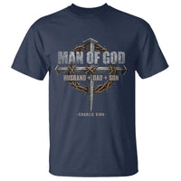 Man Of God Husband Dad Son Charlie Kirk T Shirt Vintage Christian Cross