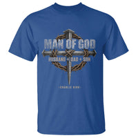 Man Of God Husband Dad Son Charlie Kirk T Shirt Vintage Christian Cross