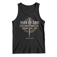 Man Of God Husband Dad Son Charlie Kirk Tank Top Vintage Christian Cross