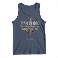 Man Of God Husband Dad Son Charlie Kirk Tank Top Vintage Christian Cross