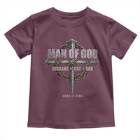 Man Of God Husband Dad Son Charlie Kirk Toddler T Shirt Vintage Christian Cross