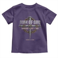 Man Of God Husband Dad Son Charlie Kirk Toddler T Shirt Vintage Christian Cross